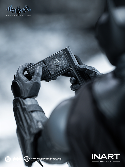 INART 1 12 arkham batman figure close-up featuring Cryptographic Sequencer and refined head sculpt details