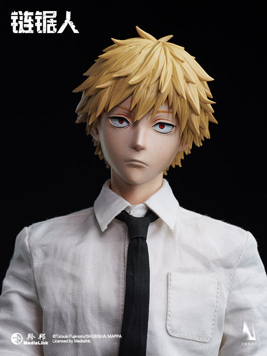 INART’s Denji figure, featuring LED-lit eyes and blood-soaked chainsaws.