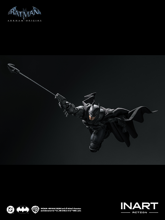 INART 1 12 arkham batman figure action figure scene featuring Batclaw and Batarang weapons