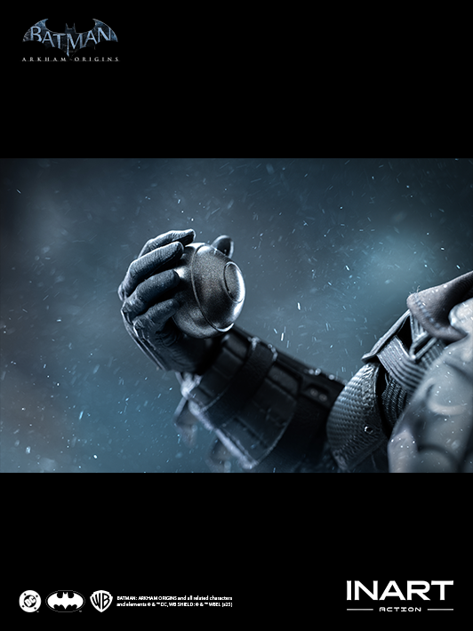 INART 1 12 arkham batman figure action figure scene showing classic weapons and sculpt accuracy