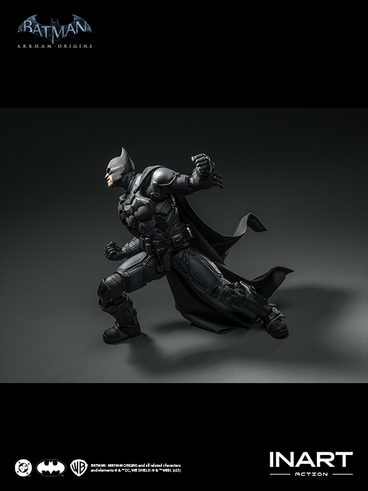 INART 1 12 arkham batman figure close-up emphasizing sculpt quality, pose range, and action figure realism