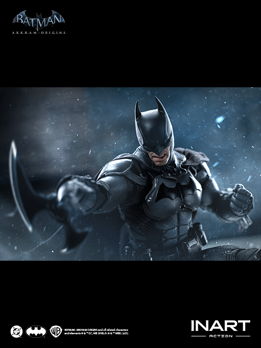 INART 1 12 arkham batman figure detail shot showing facial sculpt precision and articulated action figure body