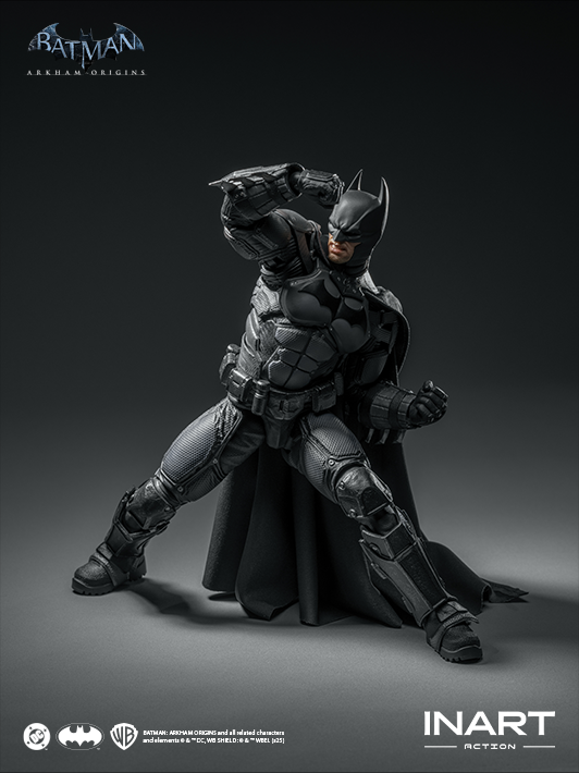 INART 1 12 arkham batman figure detailed image highlighting head sculpt accuracy and flexible pose design
