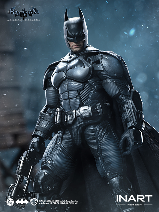 INART 1 12 arkham batman figure holding Explosive Gel Gun, realistic sculpt, articulated body action figure display