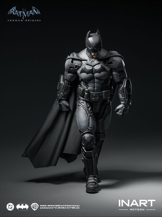 INART 1 12 arkham batman figure photographed to emphasize sculpt realism and action figure articulation
