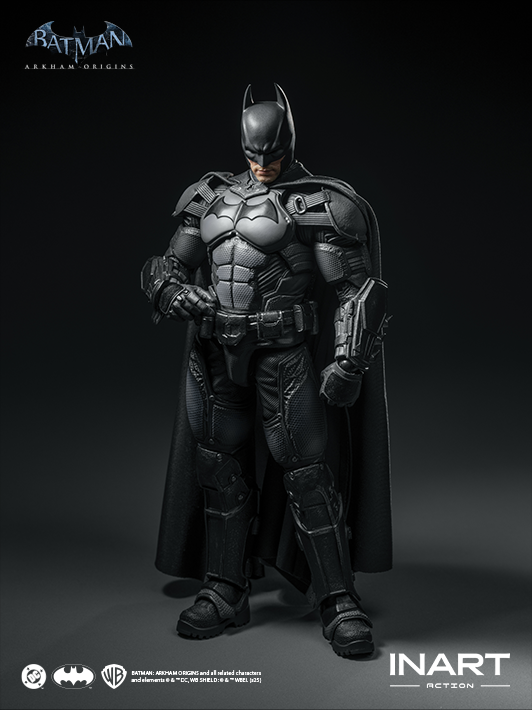 INART 1 12 arkham batman figure photographed to show head sculpt texture and full action figure articulation