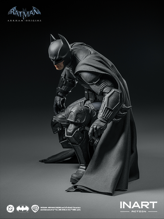 INART 1 12 arkham batman figure photographed with multiple pose options, joint mobility, and fine sculpt details