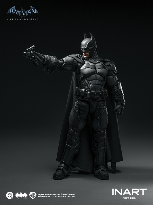 INART 1 12 arkham batman figure showcasing sculpted weapons, dynamic pose, and action figure realism