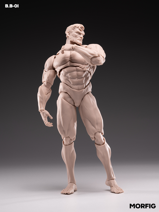 INART 1 12 white blank male body with defined muscle lines and flexible articulation for posing