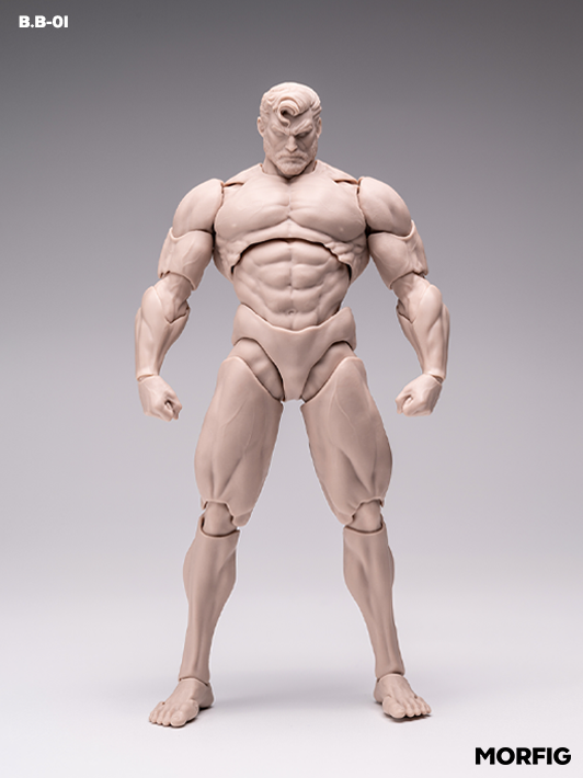INART 1 12 white blank male figure base with visible muscle structure and articulated joints