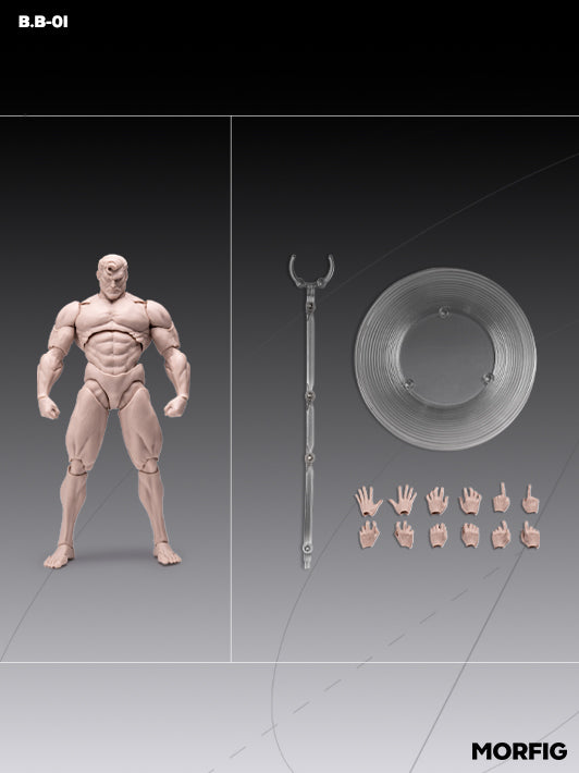 INART 1 12 white male body and interchangeable hands set with detailed muscles and smooth articulation
