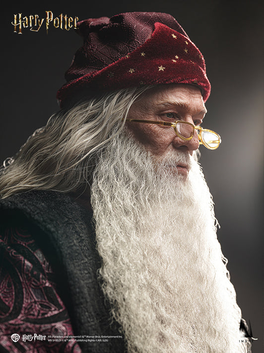 INART Dumbledore lifelike half-body figure wearing glasses in front of wizard’s desk