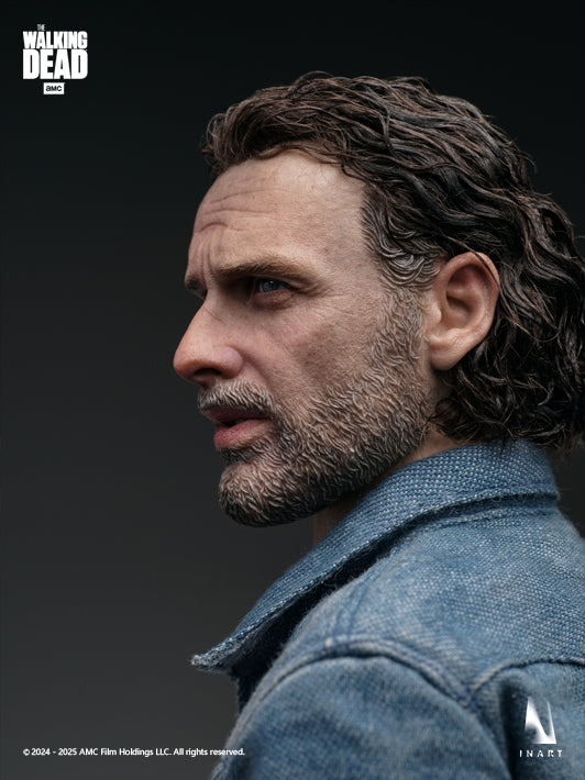 INART Rick Grimes 1 6 scale action figure from The Walking Dead, upper body view showing head sculpt and clothing