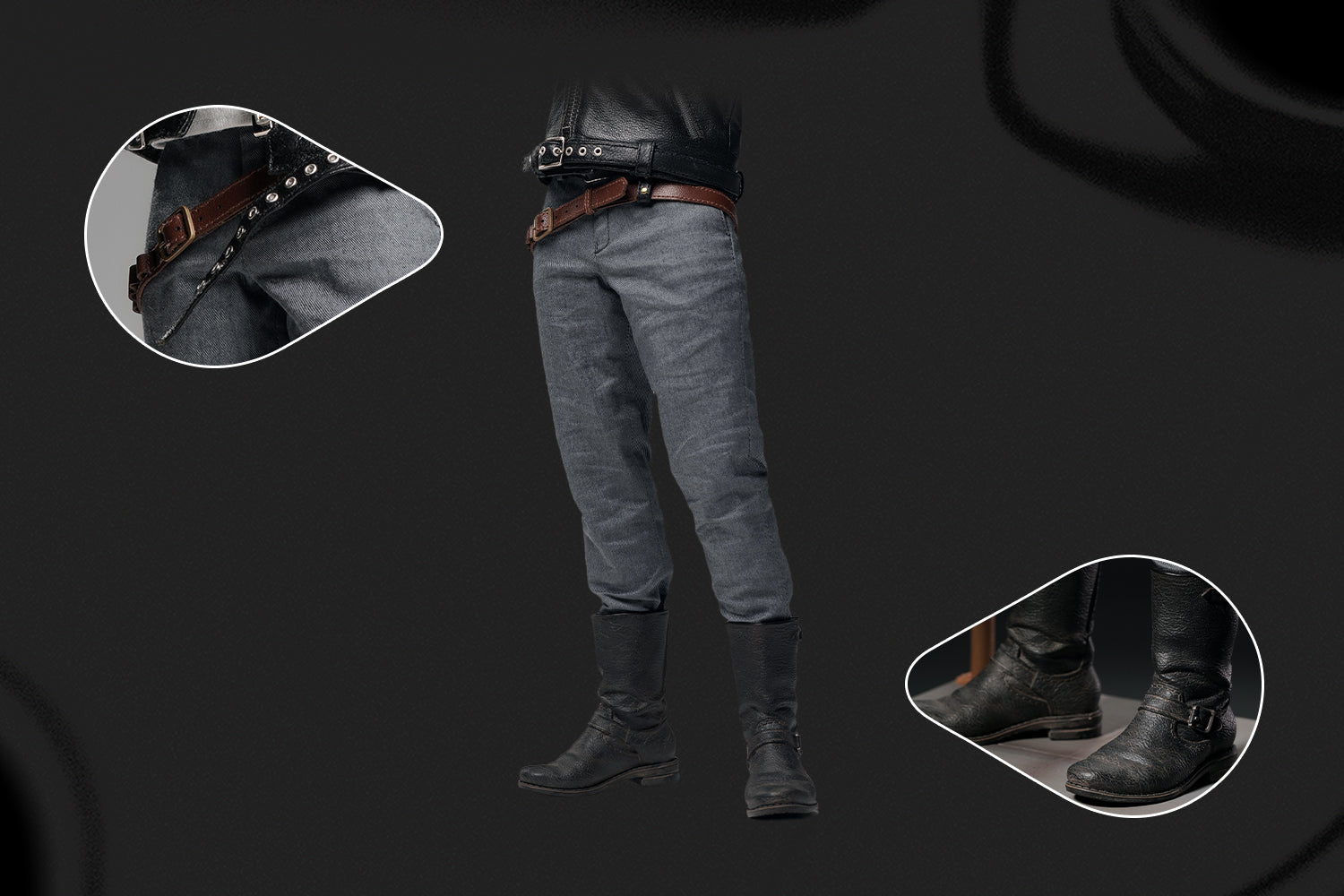 Negan 1 6 action figure wearing classic boots with adjustable belt, detailed costume from The Walking Dead