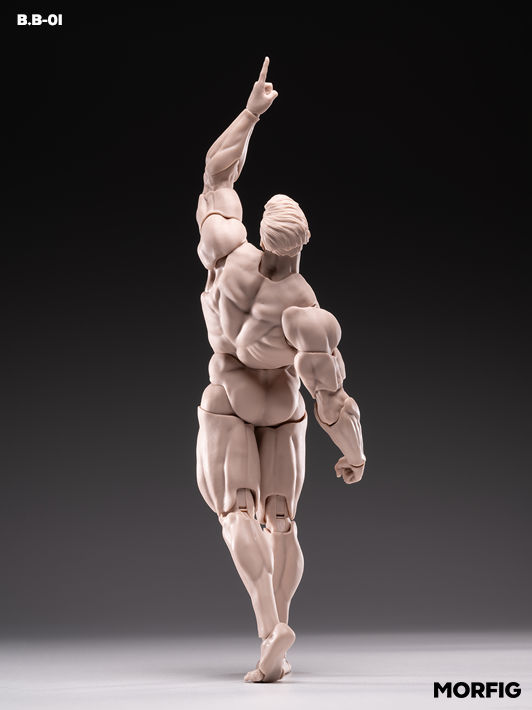 White INART 1 12 male body figure featuring muscular sculpt and smooth joint movement