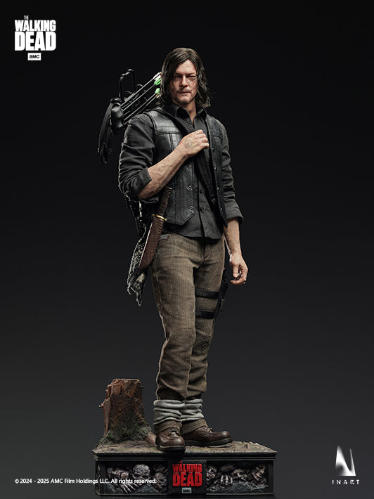 detailed daryl 1 6 figure with realistic rooted hair scars on face leather vest and weapon accessories