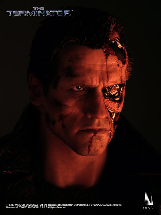 full body view of the hottest toy t800 terminator sixth scale collectible figure