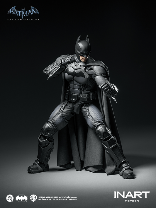 image of INART 1 12 arkham batman figure highlighting armor lines, flexible joints, action figure realism