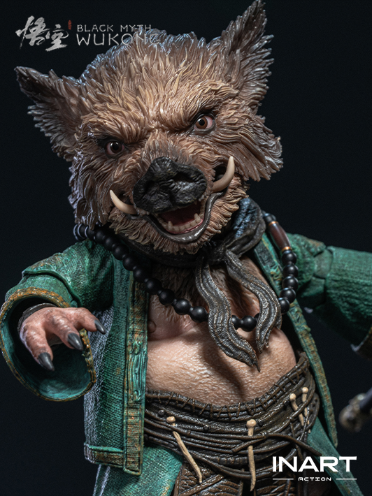 inart 1 12 zhu bajie figure close-up highlighting detailed head sculpt and cloth exture for action figure