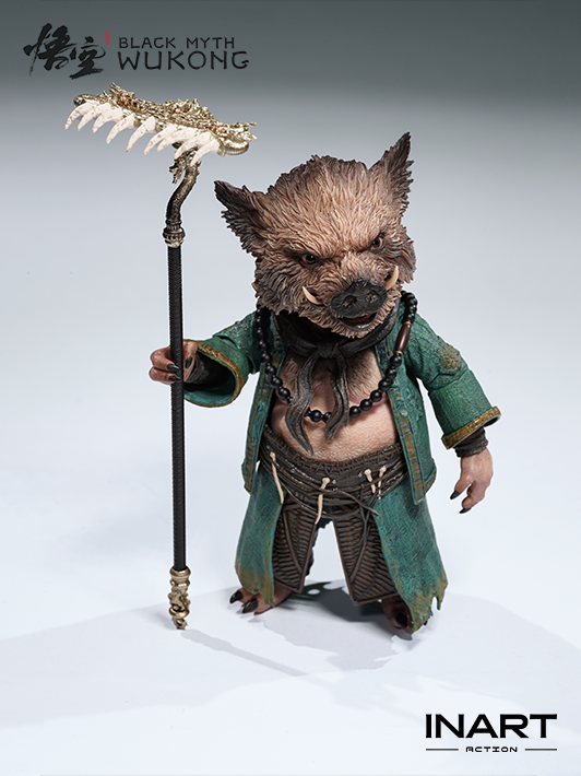 inart 1 12 zhu bajie figure from black myth wukong showing detailed head sculpt and action figure pose