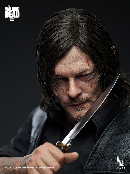 inart daryl 1 6 collectible figure with rooted hair tactical leather vest and realistic tattooed hands with weapons