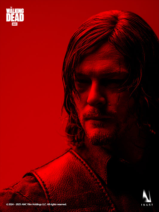 inart highly poseable 1 6 daryl figure wearing leather vest with facial scar rooted hair and knife crossbow