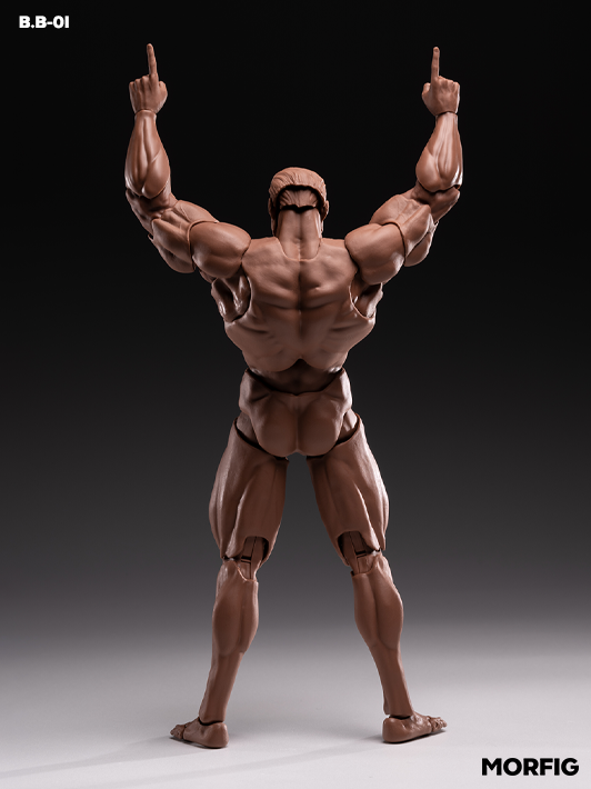 Black INART 1 12 blank male body showing detailed muscle definition and flexible movement