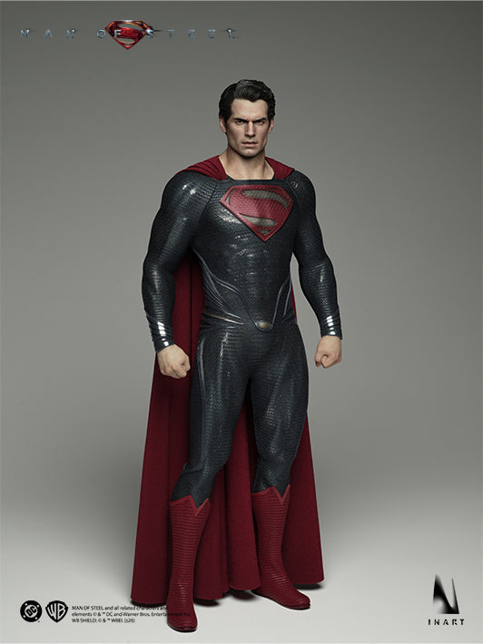 Full-body front view of the INART Man of Steel Superman 1/6 collectible figure in a standing pose