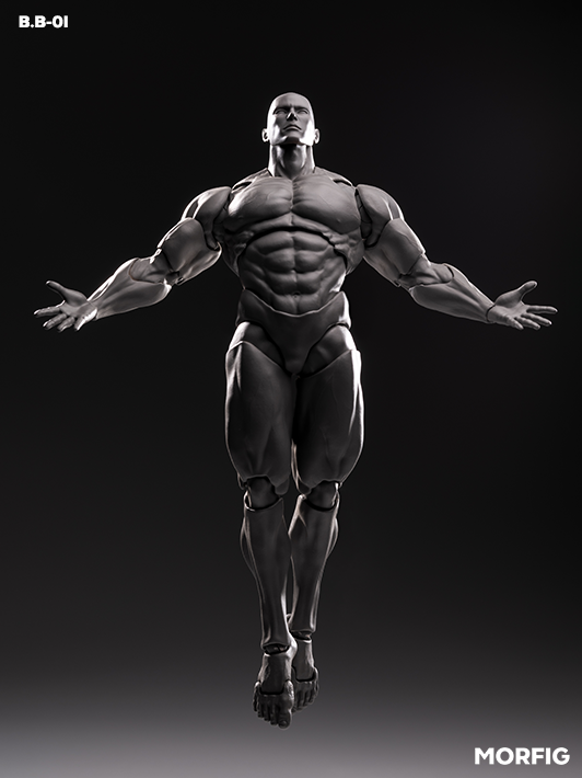 Grey INART 1 12 blank male body figure showing natural anatomy and smooth motion