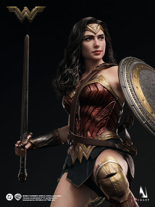 Highly detailed Wonder Woman 1 6 action figure from DC Universe, featuring dynamic pose and warrior outfit