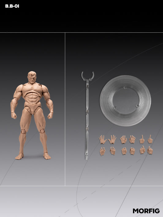 INART 1 12 skintone male body and extra hands set featuring lifelike anatomy and smooth joints