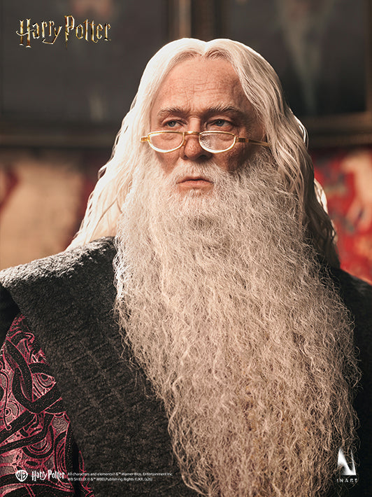 INART Albus Dumbledore figure with realistic wool-rooted hair and beard wearing glasses
