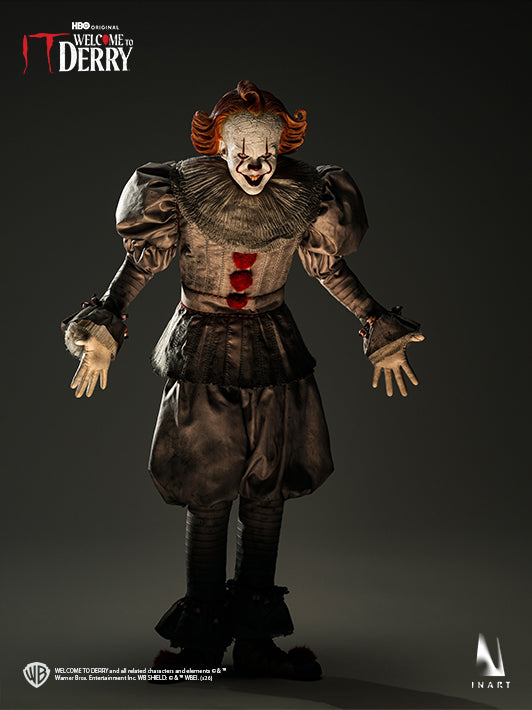INART Pennywise 1/6 collectible figure open-palm pose in circus clown costume