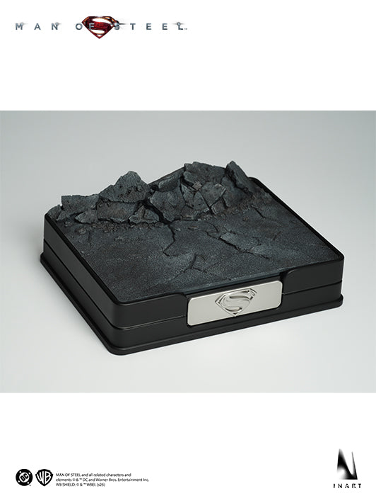 Rocky display base included with the INART Man of Steel Superman 1/6 collectible figure
