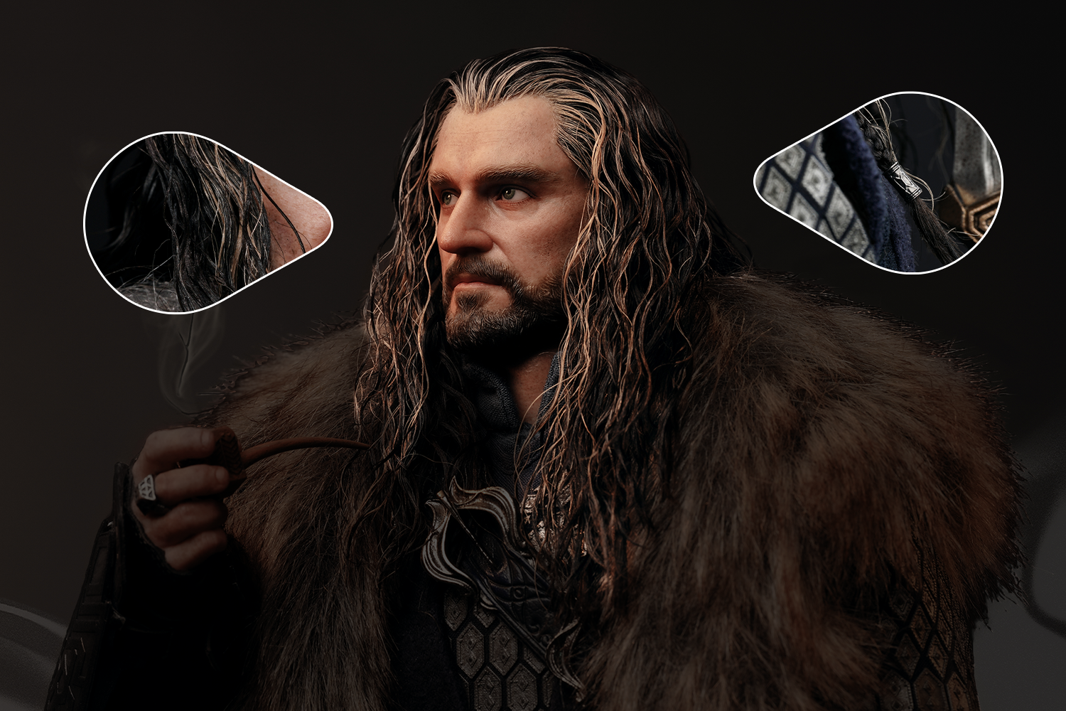 The head sculpt of INART Thorin Oakenshield Sixth Scale Figure